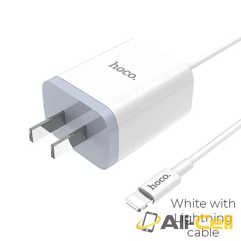 Wall charger “C50 Luster sharp” dual port set with cable (CN, Set With Lightning Cable)