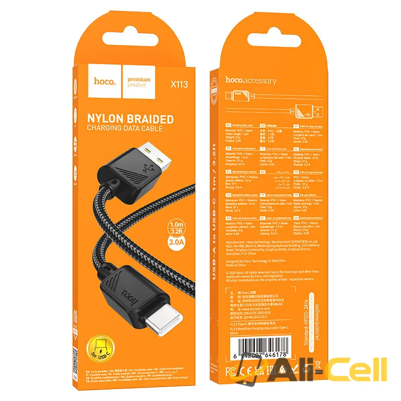 Cable USB to Type-C “X113 Beneficio” (X113 Tc White, 1.0m) — 8