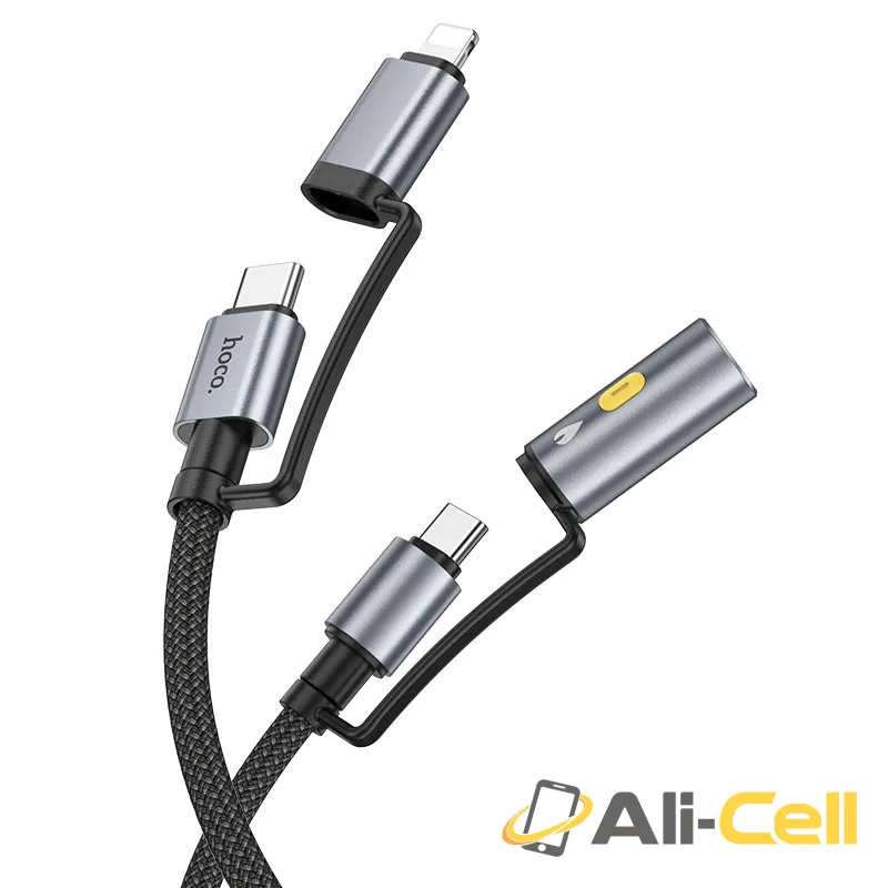 Cable Type-C / iP to Type-C / cigarette lighter “U138” 60W (U138 Tc Ip Tc Cig Black, 1.2m) — 3