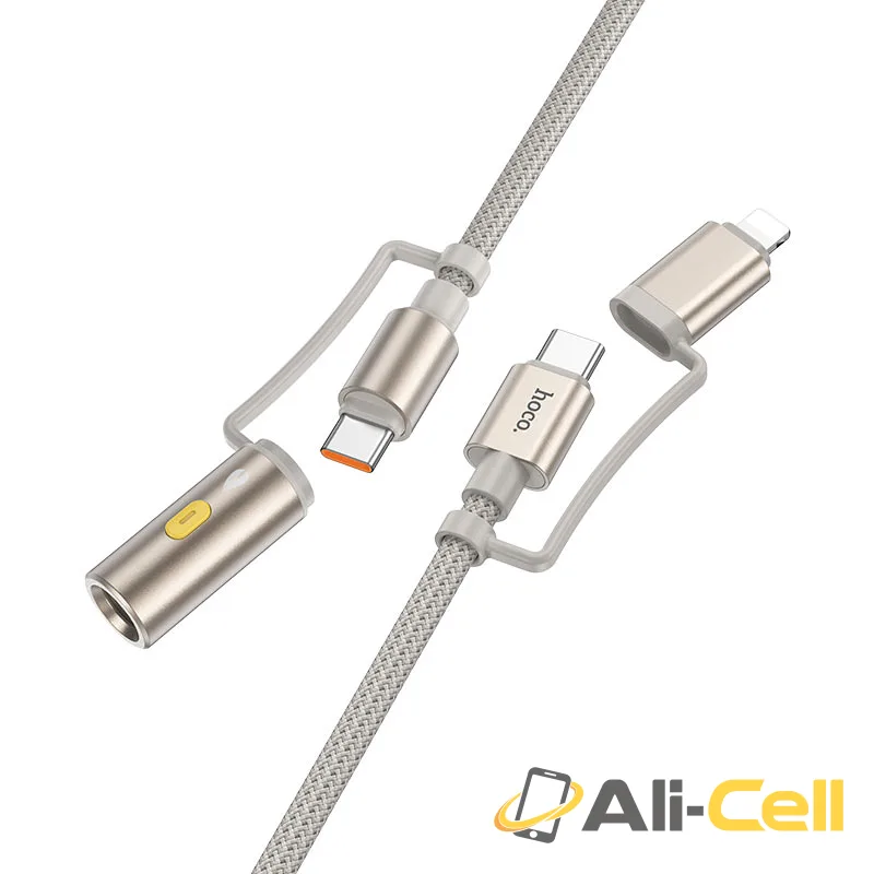 Cable Type-C / iP to Type-C / cigarette lighter “U138” 60W (U138 Tc Ip Tc Cig Grey, 1.2m) — 2