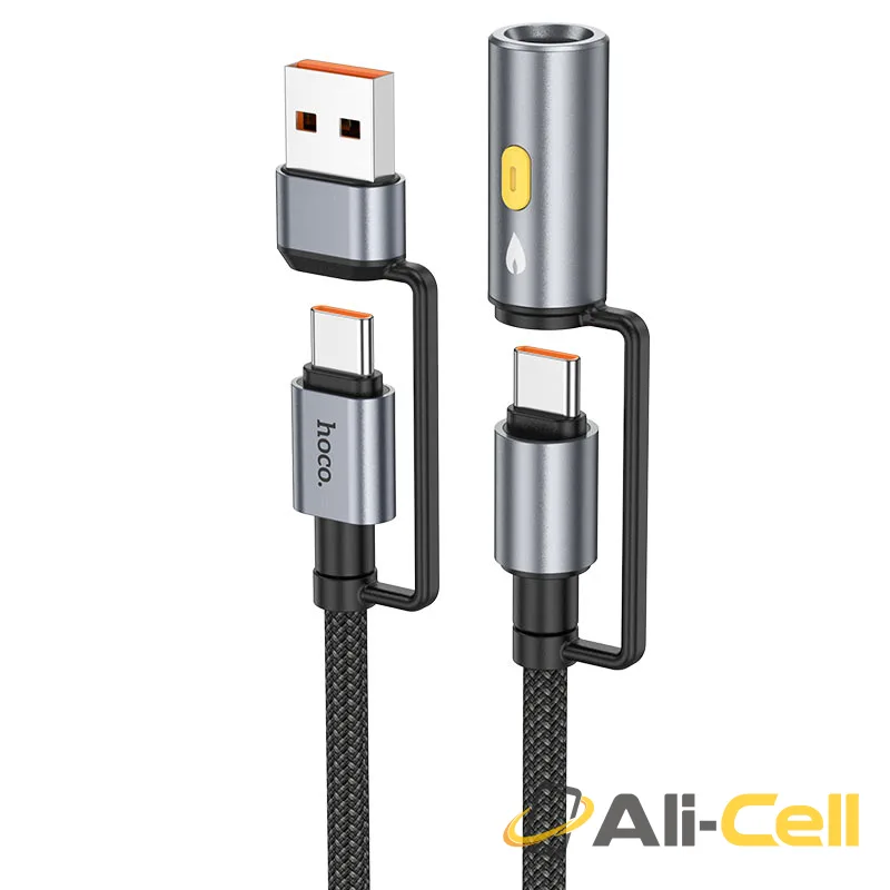 Cable Type-C / USB to Type-C / cigarette lighter “U138” 60W (U138 Usb Tc Tc Cig Black, 1.2m)