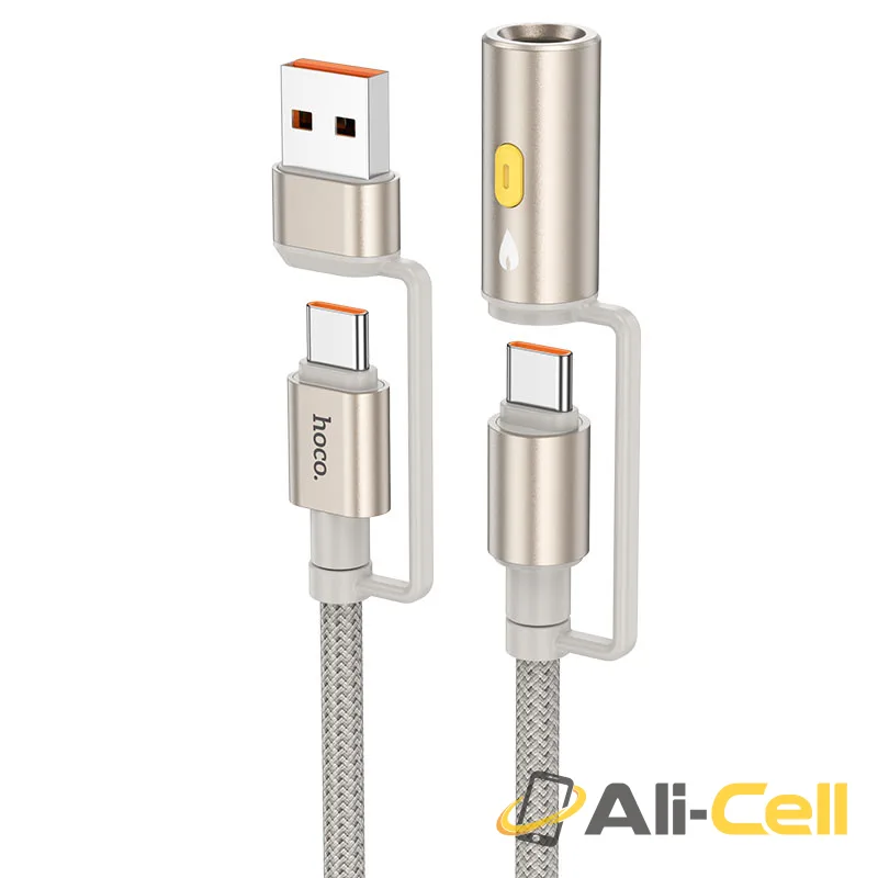 Cable Type-C / USB to Type-C / cigarette lighter “U138” 60W (U138 Usb Tc Tc Cig Grey, 1.2m)