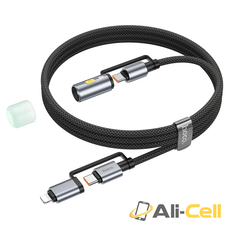 Cable Type-C / iP to Type-C / LED flashlight “U138” 60W (U138 Tc Ip Tc Led Black, 1.2m) — 4