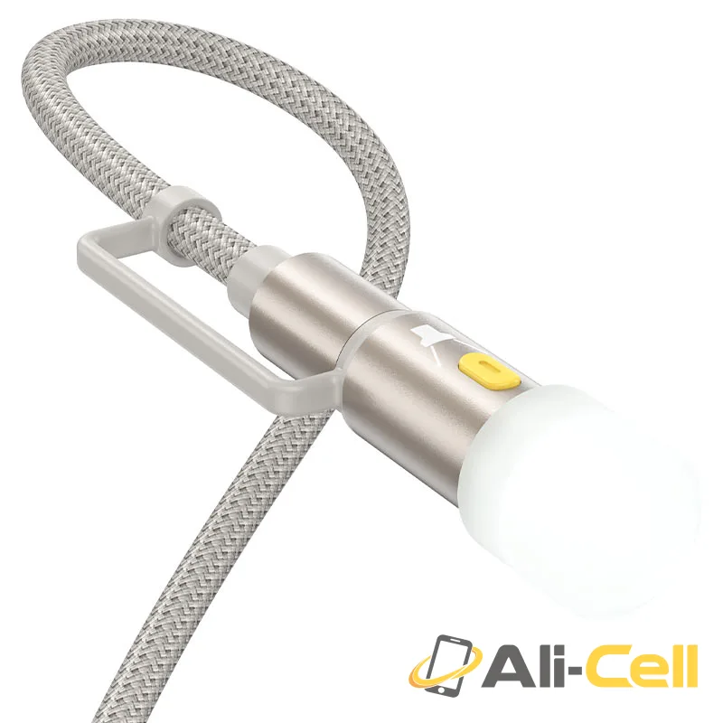 Cable Type-C / iP to Type-C / LED flashlight “U138” 60W (U138 Tc Ip Tc Led Grey, 1.2m) — 5
