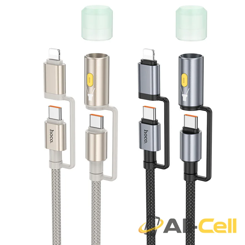 Cable Type-C / iP to Type-C / LED flashlight “U138” 60W (U138 Tc Ip Tc Led Grey, 1.2m) — 6