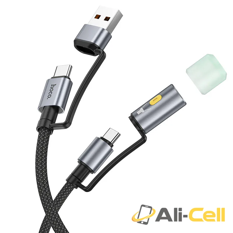 Cable Type-C / USB to Type-C / LED flashlight “U138” 60W (U138 Usb Tc Tc Led Black, 1.2m) — 3
