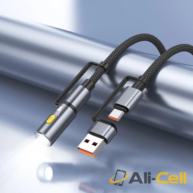 Cable Type-C / USB to Type-C / LED flashlight “U138” 60W (U138 Usb Tc Tc Led Grey, 1.2m) — 8