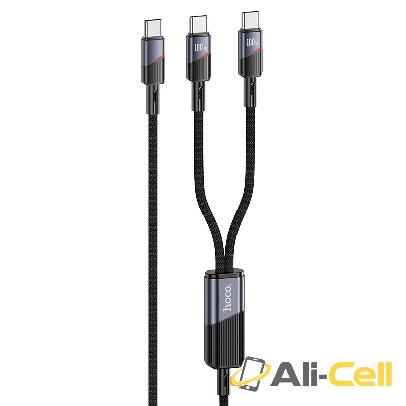 Cable Type-C to 2 × Type-C “U139” 100W (U139 Tc Tc Tc Black, 1.2m)