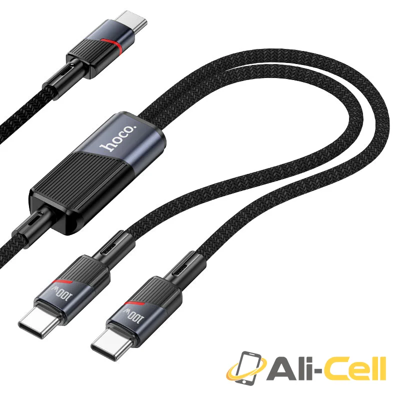 Cable Type-C to 2 × Type-C “U139” 100W (U139 Tc Tc Tc Black, 1.2m) — 2