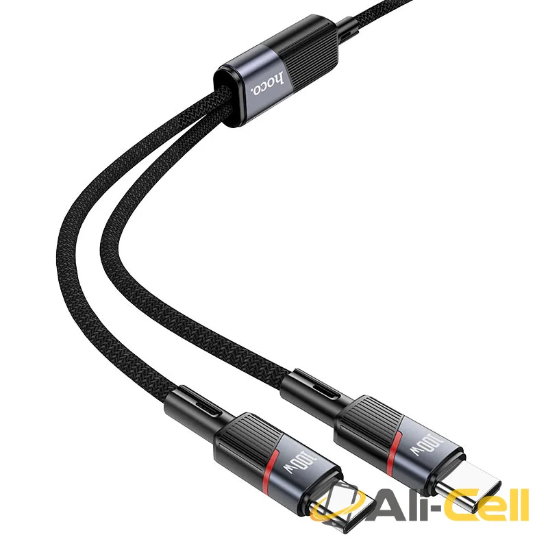 Cable Type-C to 2 × Type-C “U139” 100W (U139 Tc Tc Tc Black, 1.2m) — 5