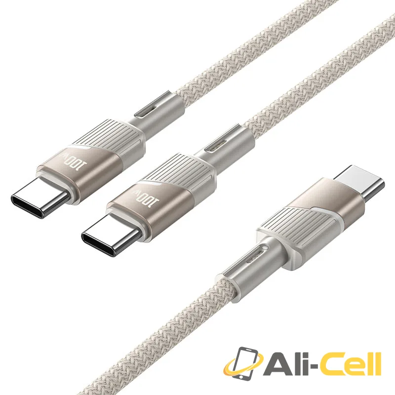 Cable Type-C to 2 × Type-C “U139” 100W (U139 Tc Tc Tc Gold, 1.2m) — 3