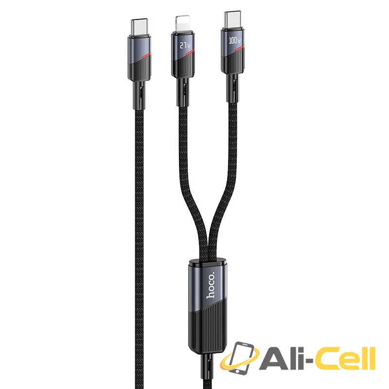 Cable Type-C to iP / Type-C “U139” 100W (U139 Tc Tc Ip Black, 1.2m)