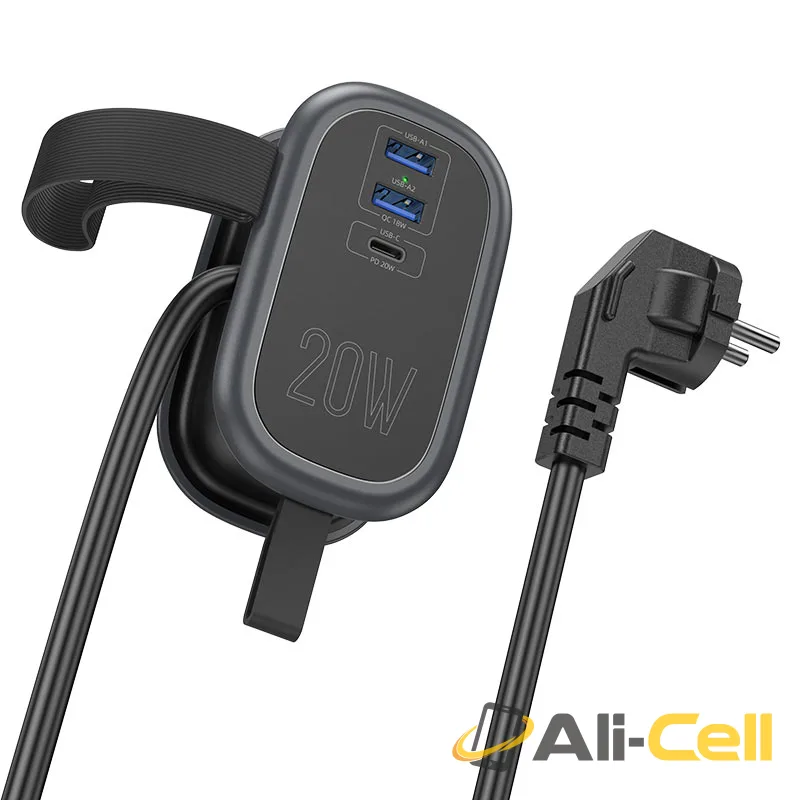 Power strip “NS7 Sharp” PD20W 3 ports + 1 socket EU / GER (Ns7 Black) — 5