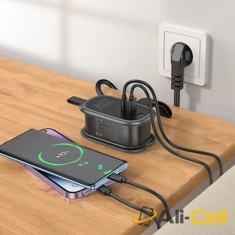 Power strip “NS7 Sharp” PD20W 3 ports + 1 socket EU / GER (Ns7 Black) — 7