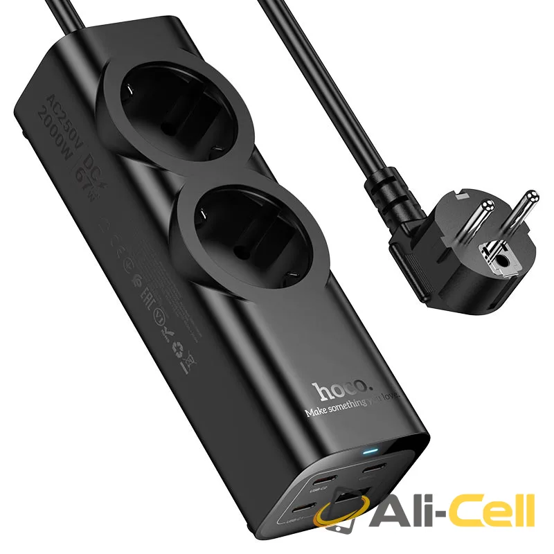 Power strip “NS10 Wisdom” PD67W 4 ports + 2 sockets EU / GER (Ns10 Black)