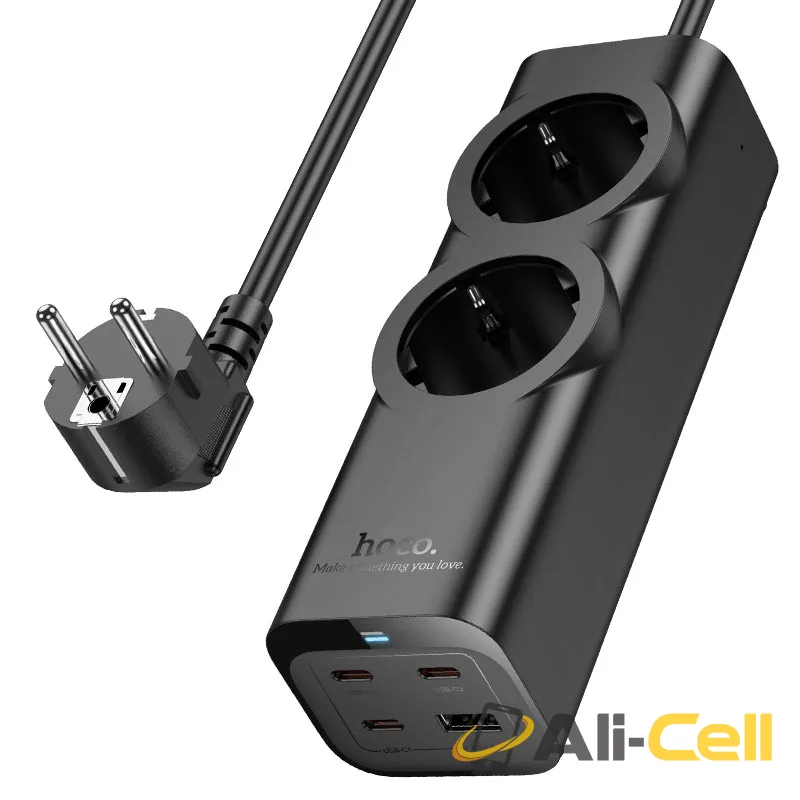 Power strip “NS10 Wisdom” PD67W 4 ports + 2 sockets EU / GER (Ns10 Black) — 2