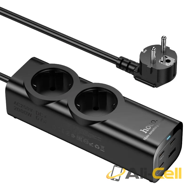 Power strip “NS10 Wisdom” PD67W 4 ports + 2 sockets EU / GER (Ns10 Black) — 4