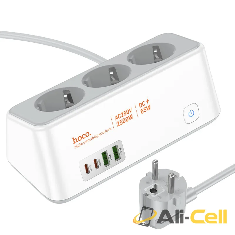 Power strip “AC23 Prominent” PD65W 4 ports + 3 sockets EU / GER (Ac23 White) — 2