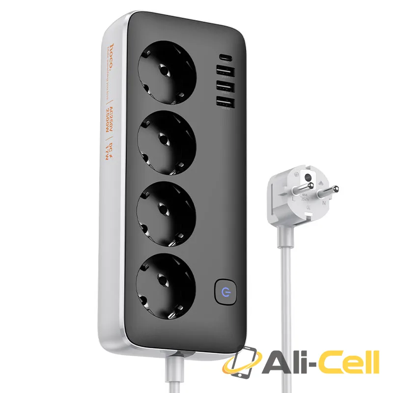 Power strip “AC21 Sunlight” 4 ports + 4 sockets EU / GER (Ac21 Black, 1.5m)