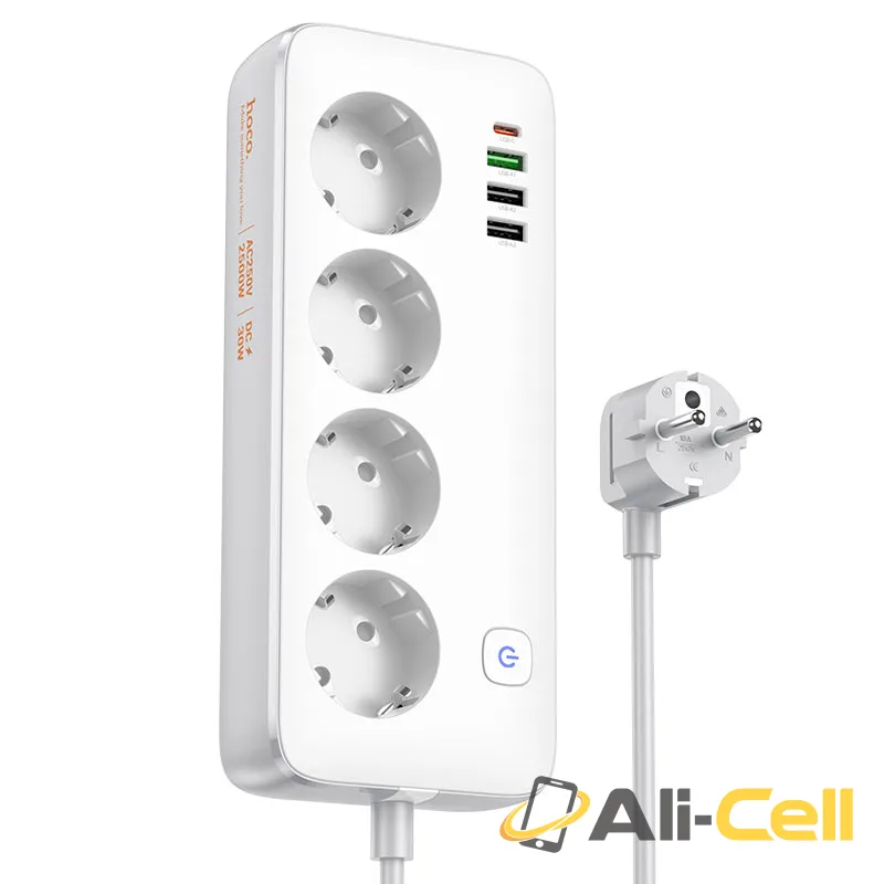 Power strip “AC22 Sunlight” PD30W 4 ports + 4 sockets EU / GER (Ac22 White, 3m)