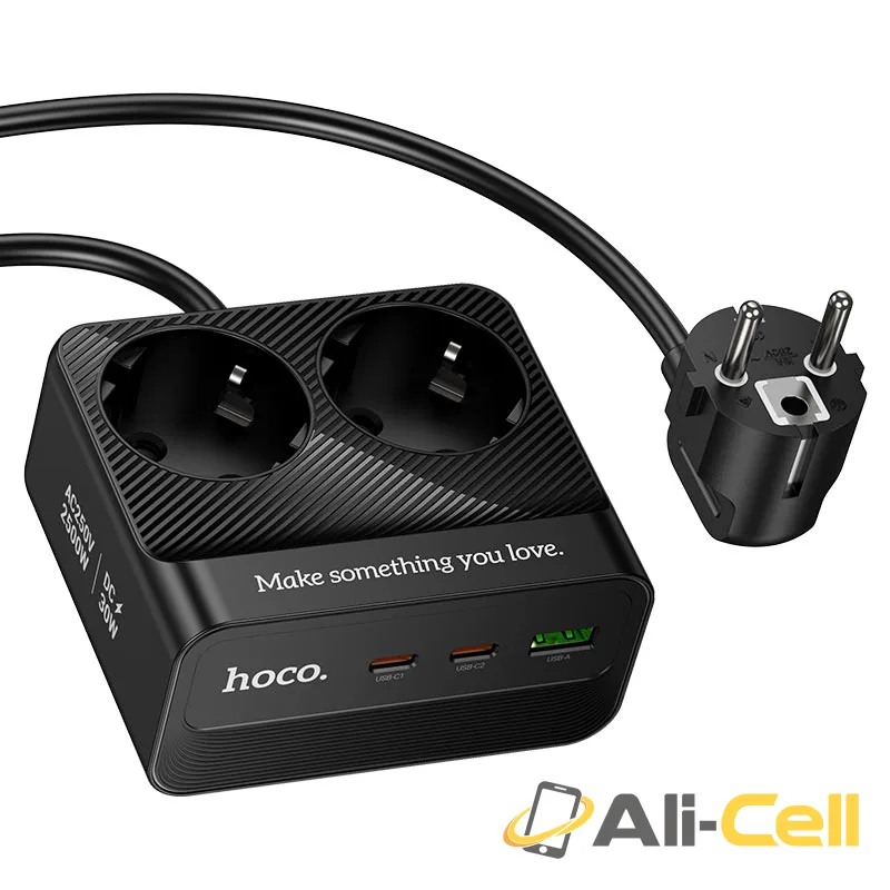 Power strip “AC27 Descanso” PD30W 3 ports + 2 sockets EU / GER (Ac27 Black)