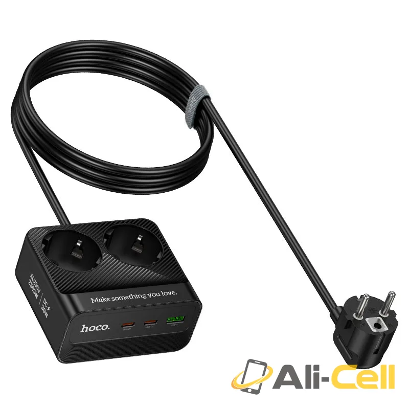 Power strip “AC27 Descanso” PD30W 3 ports + 2 sockets EU / GER (Ac27 Black) — 3