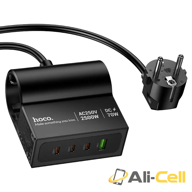 Power strip “AC34 Win” PD70W 4 ports + 2 sockets EU / GER (Ac34 Black)