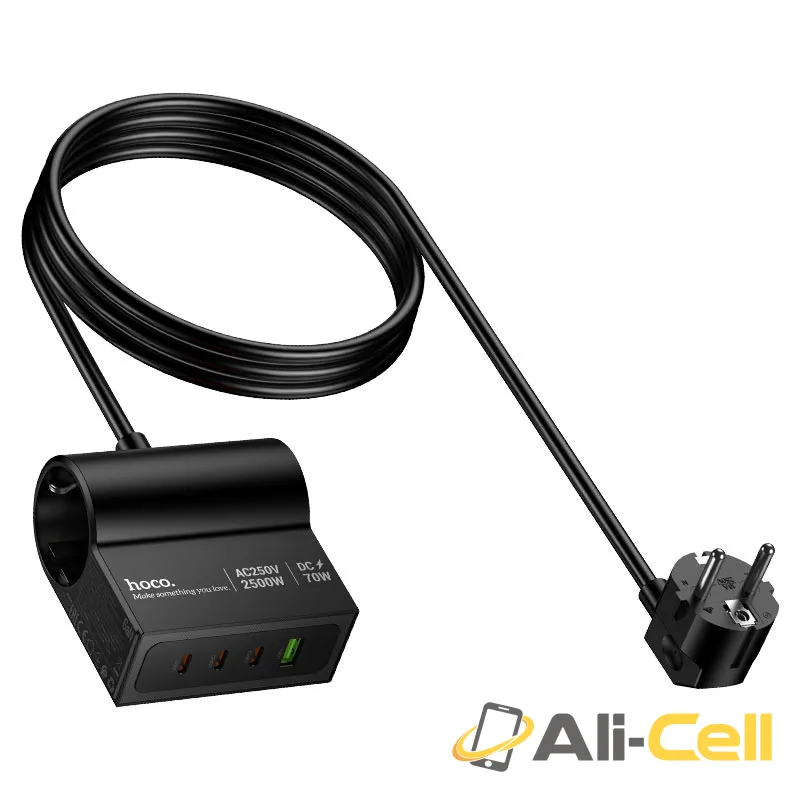 Power strip “AC34 Win” PD70W 4 ports + 2 sockets EU / GER (Ac34 Black) — 3
