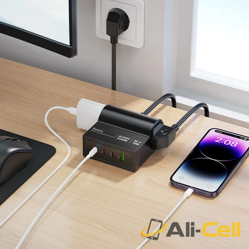 Power strip “AC34 Win” PD70W 4 ports + 2 sockets EU / GER (Ac34 Black) — 6