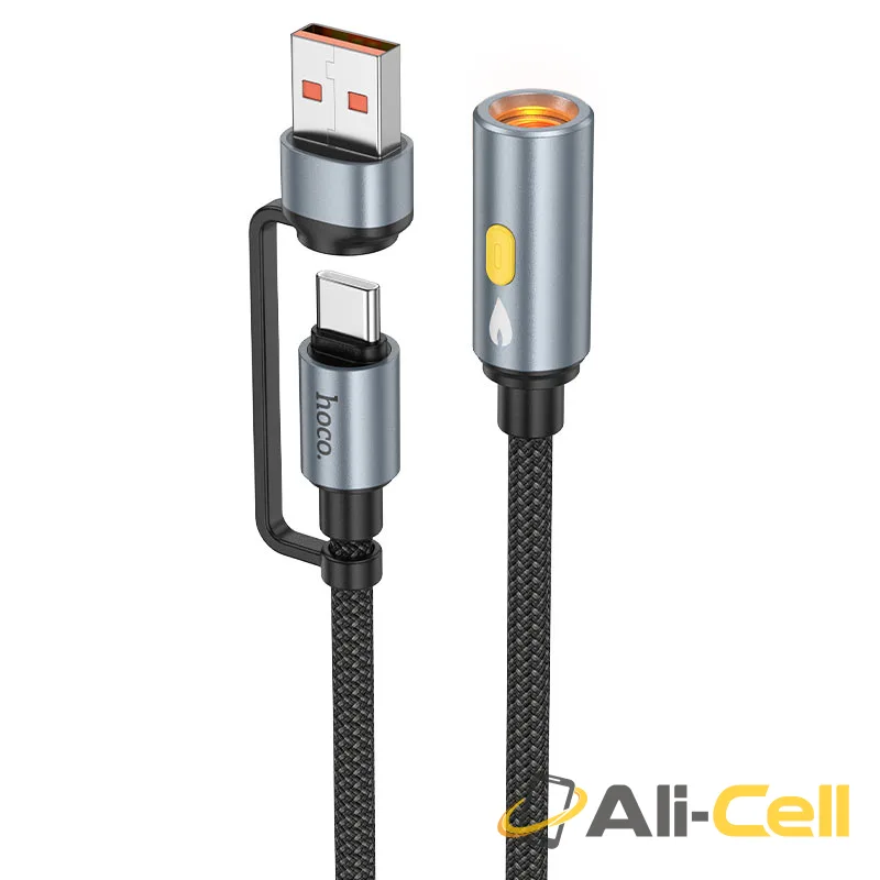 Cable adapter USB-A / Type-C to cigarette lighter “UA38B” (Ua38b Black)