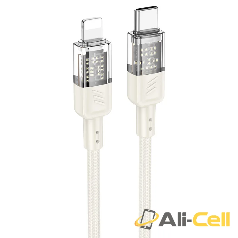 Cable Type-C to iP “U129 Spirit” PD 27W fast charge (U129 Pd Tc Ltn Beige, 1.2m)