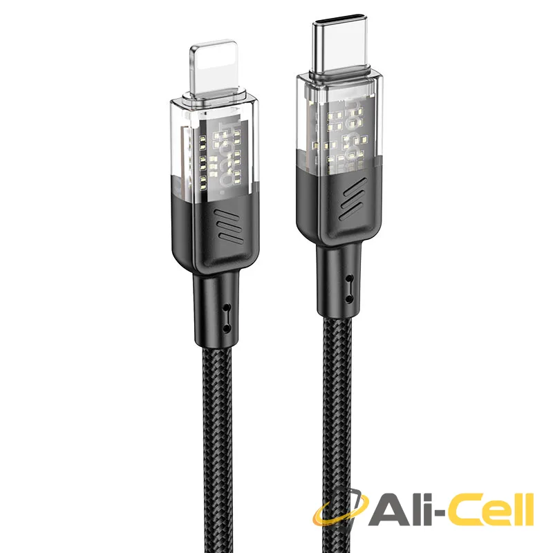 Cable Type-C to iP “U129 Spirit” PD 27W fast charge (U129 Pd Tc Ltn Black, 1.2m)