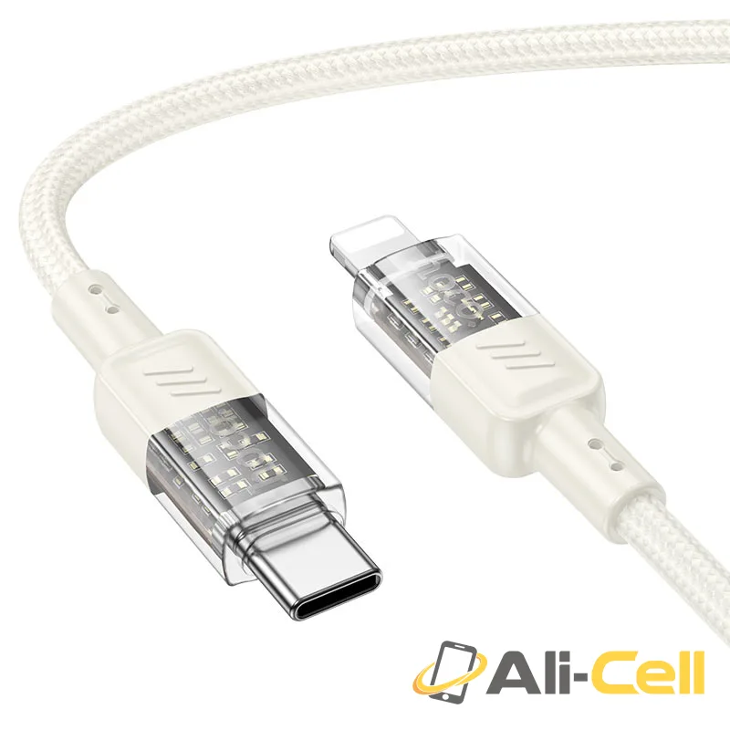 Cable Type-C to iP “U129 Spirit” PD 27W fast charge (U129 Pd Tc Ltn Grey, 1.2m) — 2