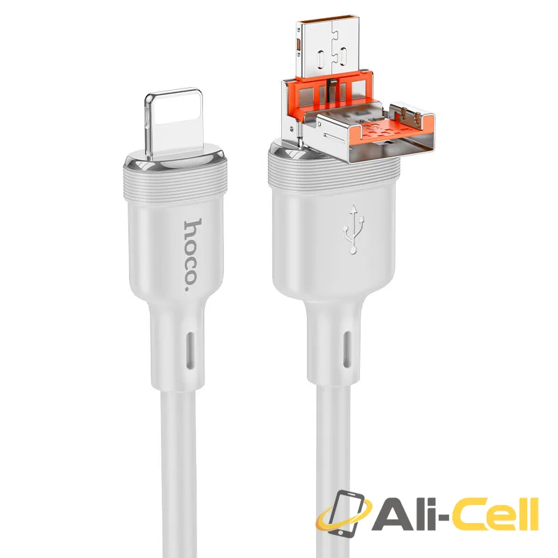Cable USB / Type-C to iP “U131 Afortunado” PD 27W (U131 2in1 Ltn Grey, 1.2m)