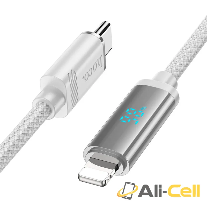 Cable Type-C to iP “U127 Power” PD 27W fast charge (U127 Pd Tc Ltn Silver Grey, 1.2m) — 2