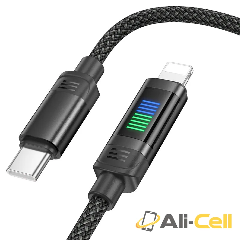 Cable Type-C to iP “U126 Lantern” PD 27W fast charge (U126 Pd Tc Ltn Black, 1.2m) — 2