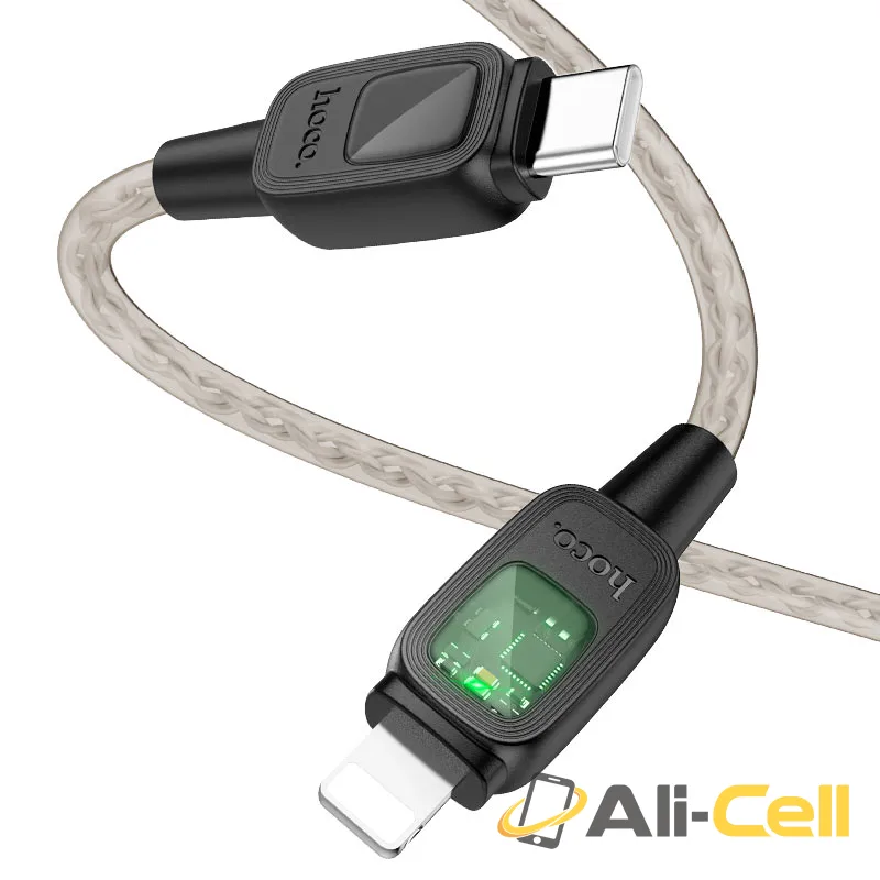 Cable Type-C to iP “U124 Stone” PD 27W fast charge (U124 Pd Tc Ltn Black, 1.2m) — 3