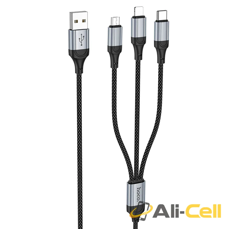 Cable 3-in-1 “X102 Fresh” charging wire (X102 3in1 Black, 1.0m)