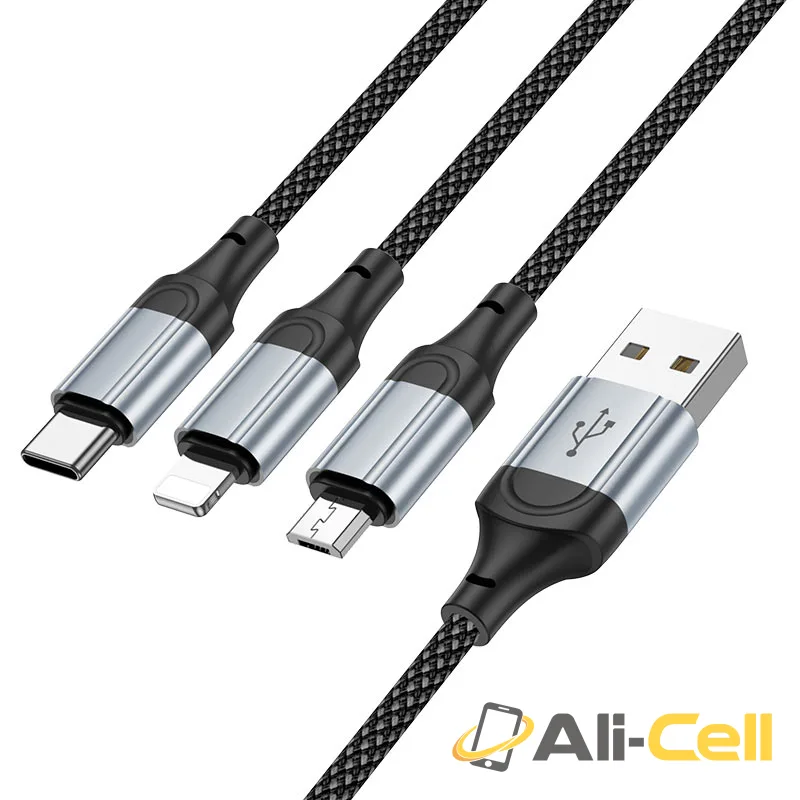Cable 3-in-1 “X102 Fresh” charging wire (X102 3in1 Black, 1.0m) — 2