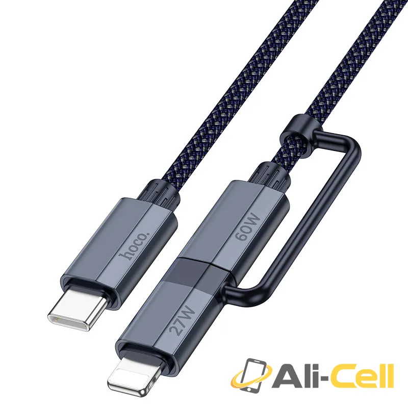 Cable Type-C to iP / Type-C “U134 Primero” PD 60W / 27W (U134 2in1 Dark Blue, 1.2m)