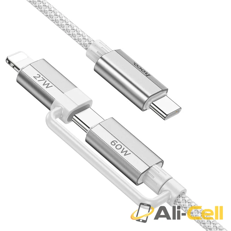 Cable Type-C to iP / Type-C “U134 Primero” PD 60W / 27W (U134 2in1 Dark Blue, 1.2m) — 3