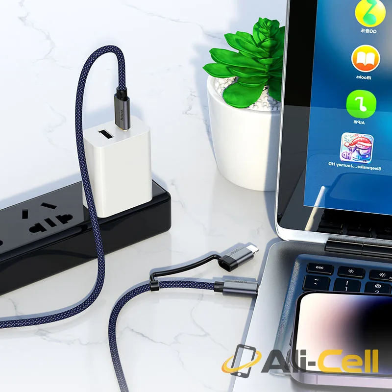 Cable Type-C to iP / Type-C “U134 Primero” PD 60W / 27W (U134 2in1 Dark Blue, 1.2m) — 8