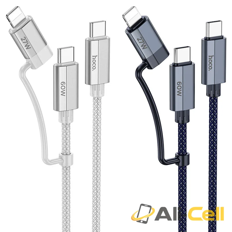 Cable Type-C to iP / Type-C “U134 Primero” PD 60W / 27W (U134 2in1 Grey, 1.2m) — 6