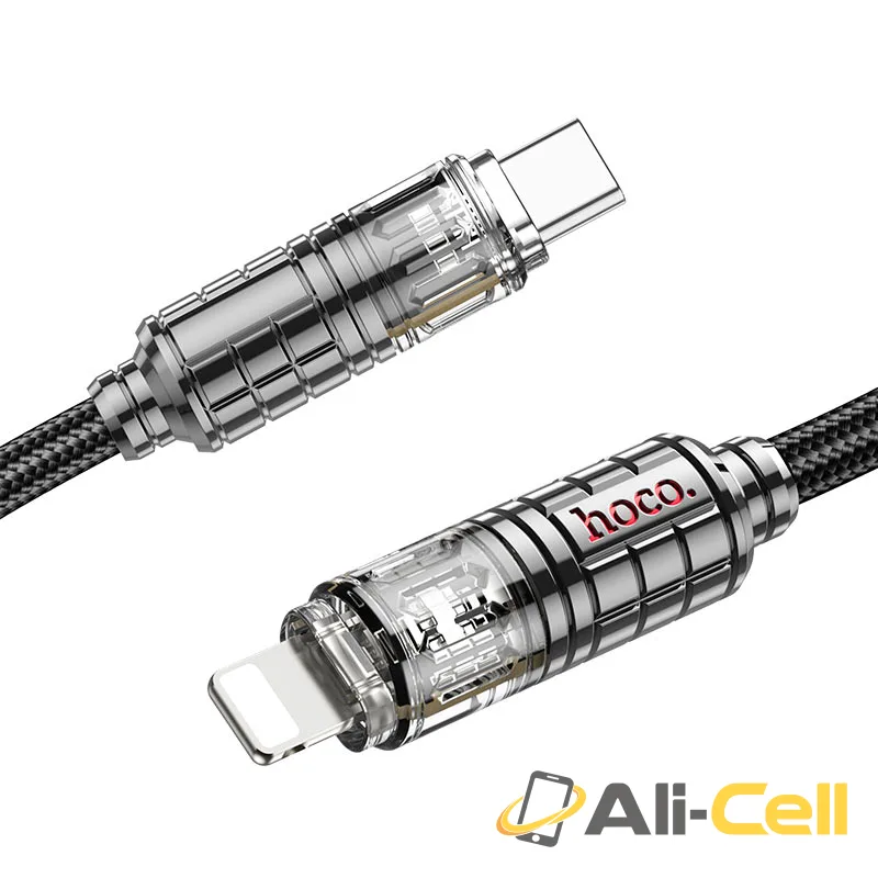 Cable Type-C to iP “U122 Lantern” PD 27W fast charge (U122 Pd Tc Ltn Black, 1.2m) — 2