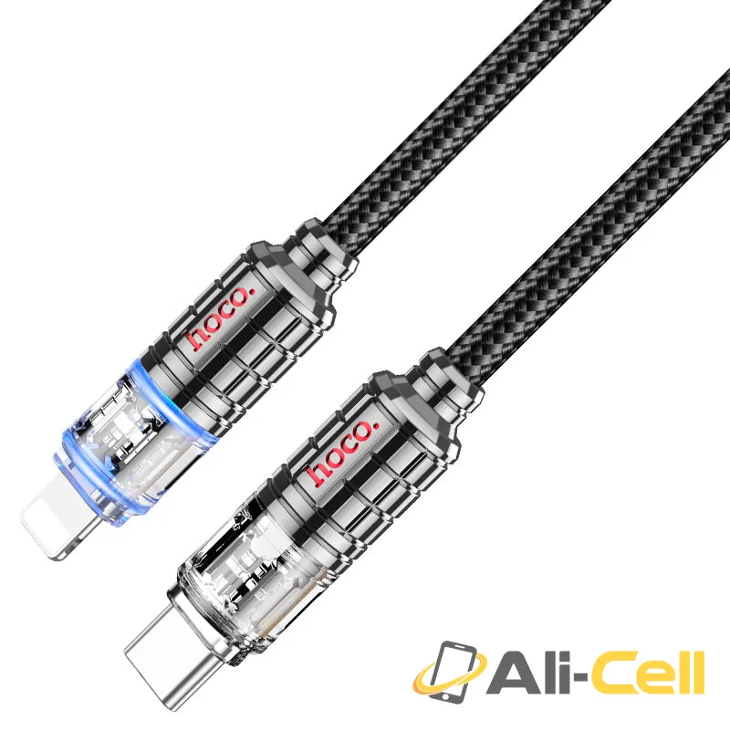 Cable Type-C to iP “U122 Lantern” PD 27W fast charge (U122 Pd Tc Ltn Black, 1.2m) — 3