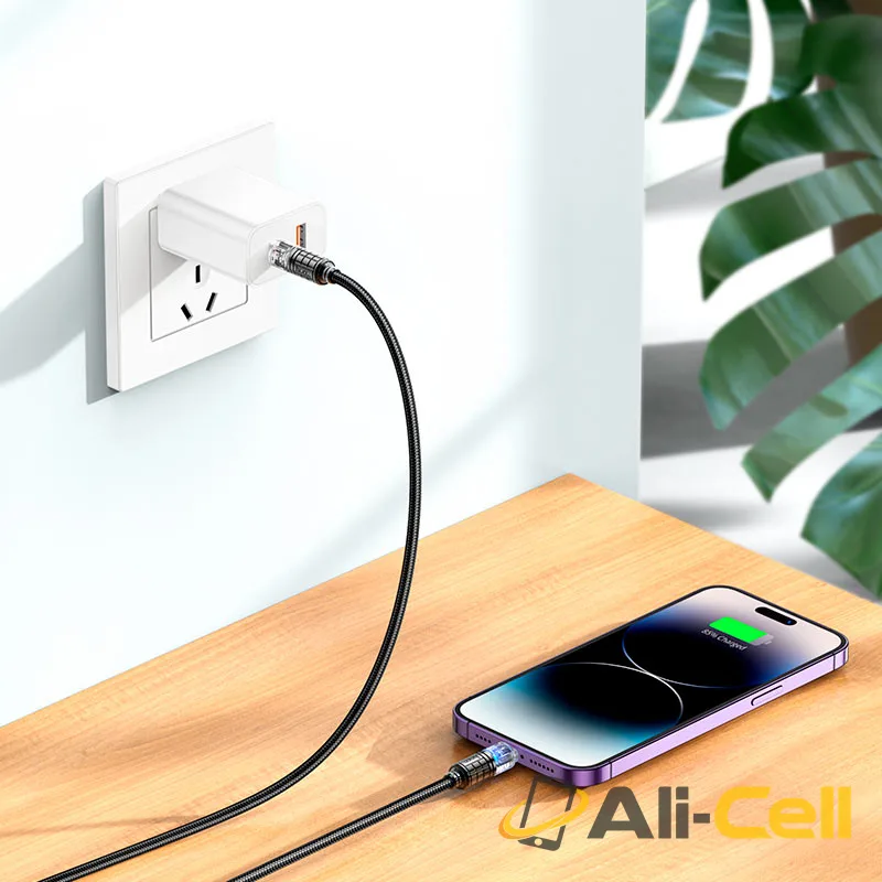 Cable Type-C to iP “U122 Lantern” PD 27W fast charge (U122 Pd Tc Ltn Black, 1.2m) — 7