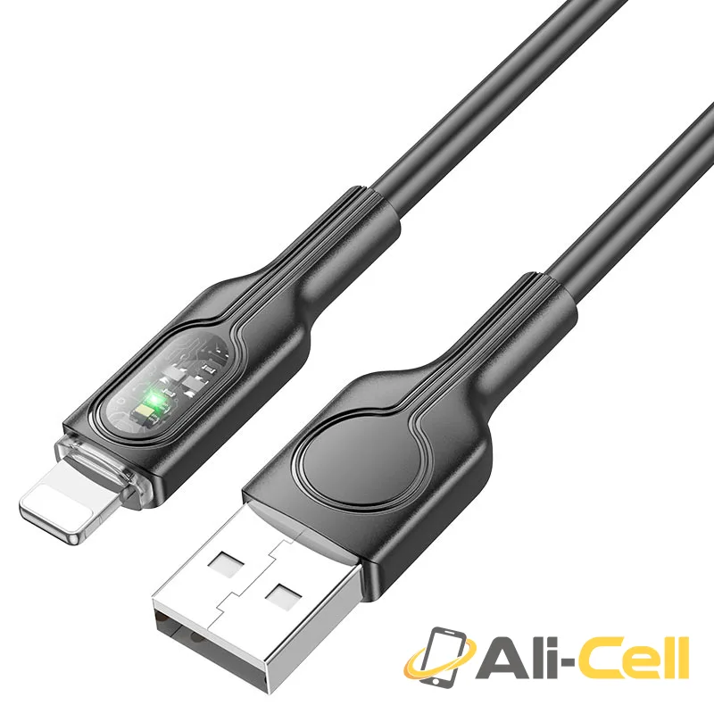 Cable USB to iP “U120 Transparent explore” (U120 Usb Ltn Black, 1.2m) — 3