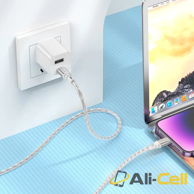 Cable Type-C to iP “X98 Crystal ice” PD 20W fast charge (X98 Pd Tc Ltn Silver, 1.0m) — 7