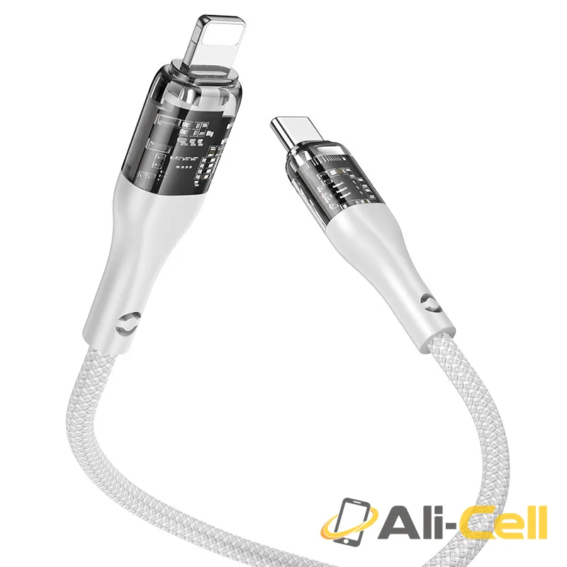 Cable Type-C to iP “U115 Transparent Discovery Edition” PD 20W fast charge (U115 Pd Tc Ltn Black, 1.2m) — 4