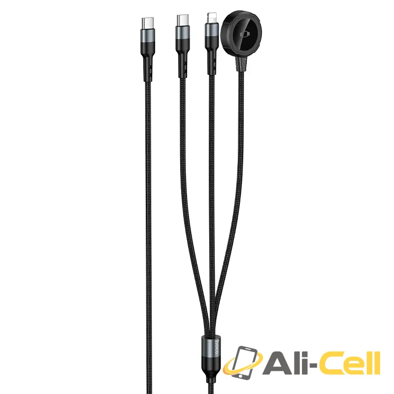 Wireless charger “CW64” 3-in-1 with charging cable (Cw64 Black)